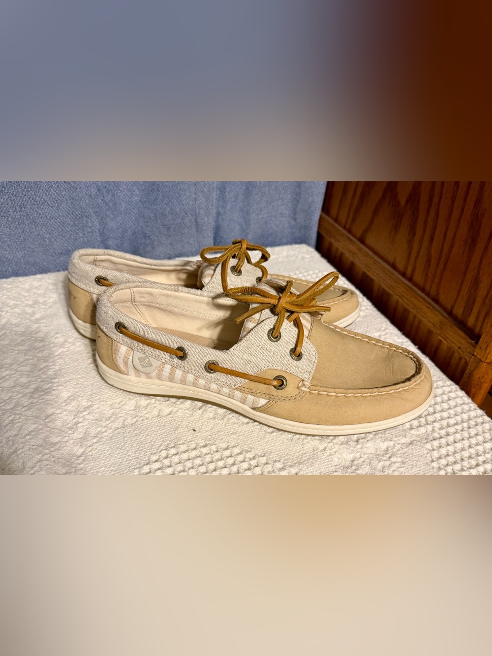 Sperry Women’s Tan & Cream Moccasin Boat Shoes - Lace-Up
